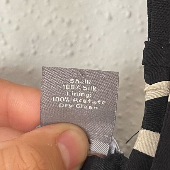 ANN TAYLOR Black White Y2K Style 100% Silk Halter A-Line Dress Size 10 - Picture 6 of 9